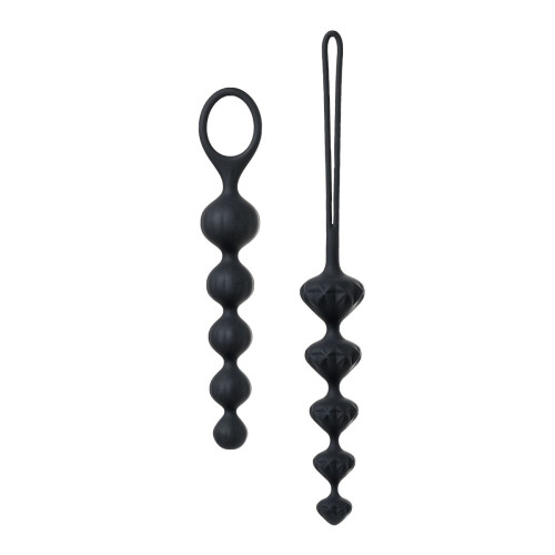 Набор из 2 чёрных анальных цепочек Satisfyer Love Beads (черный)