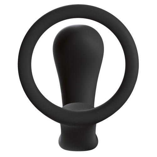 Чёрное эрекционное кольцо с анальной пробкой Bootie Ring (черный)