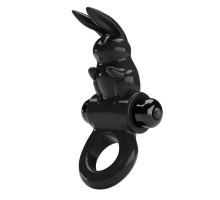 Черное эрекционное кольцо со стимулятором клитора в виде кролика Exciting ring (черный)