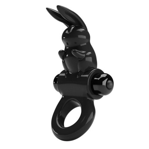 Черное эрекционное кольцо со стимулятором клитора в виде кролика Exciting ring (черный)