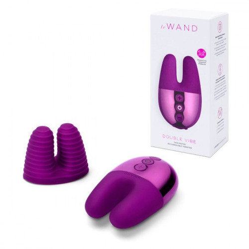 Фиолетовый вибратор с ушками Le Wand Double Vibe (фиолетовый)