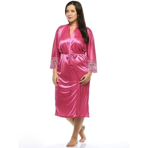 Длинный халат из атласного полотна (розовый|XXXL)