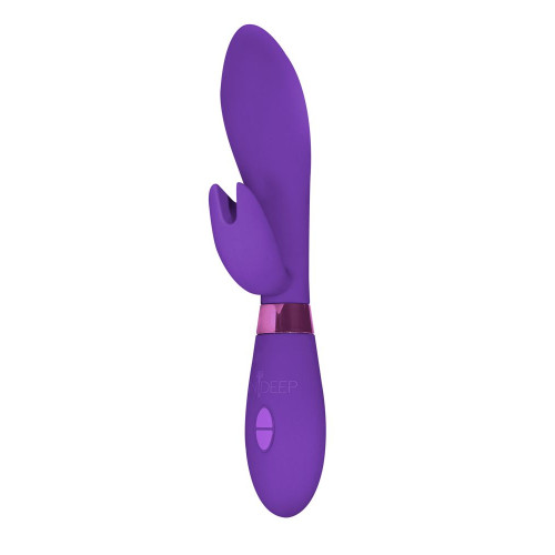 Фиолетовый вибратор Leyla с клиторальным отростком - 20,5 см. (фиолетовый)