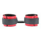 Красно-чёрные кожаные наручники с меховым подкладом (красный с черным)
