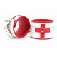 Бело-красные кожаные наручники  Медсестричка (белый с красным)
