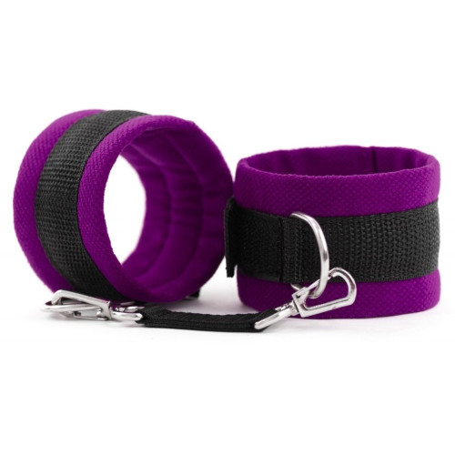 Фиолетово-черные наручники My rules на сцепке (фиолетовый с черным)