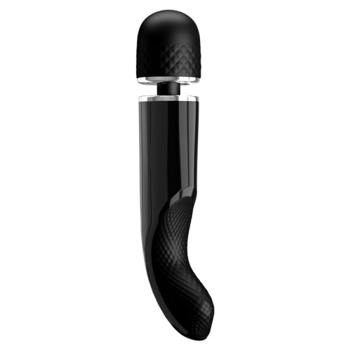Черный мощный жезловый вибратор с изогнутой ручкой Charming Massager - 24 см. (черный)