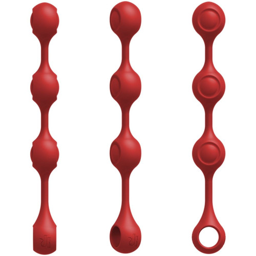 Красные утяжеленные анальные шарики Anal Essentials Weighted Silicone Anal Balls - 34,3 см. (красный)