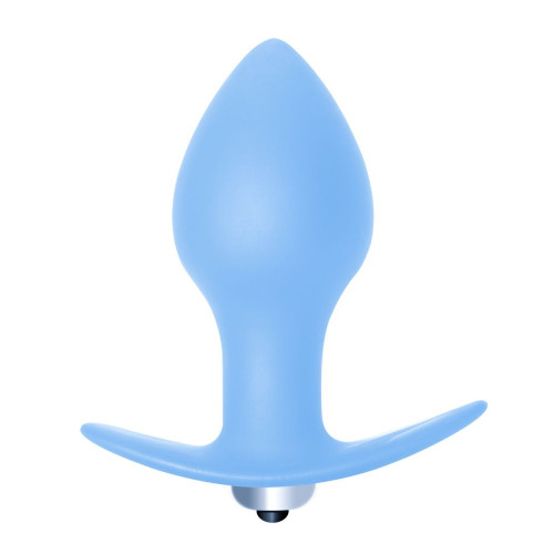 Голубая анальная вибропробка Bulb Anal Plug - 10 см. (голубой)
