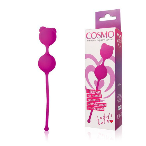 Ярко-розовые вагинальные шарики с ушками Cosmo (ярко-розовый)
