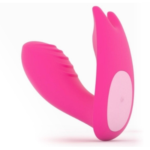 Розовый вагинально-клиторальный стимулятор MAGIC EIDOLON (розовый)