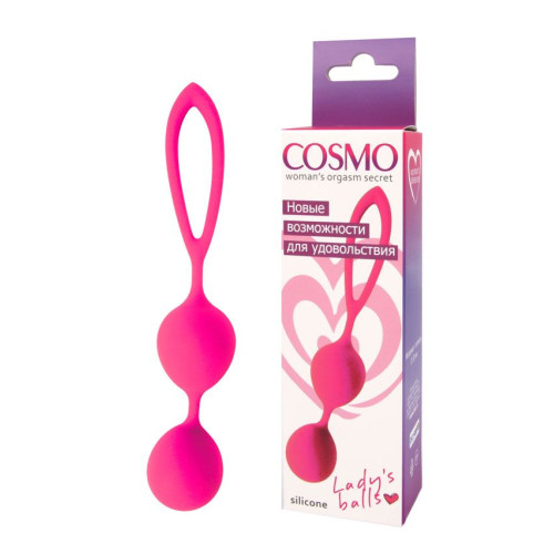 Розовые вагинальные шарики с петлёй Cosmo (розовый)