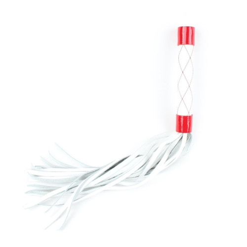 Бело-красная кожаная плеть - 45 см. (белый с красным)