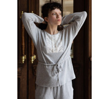 Женская домашняя блуза из мягкого теплого трикотажа (серый|S)