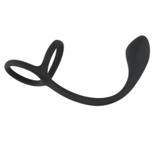 Эрекционное кольцо с утяжкой на мошонку и анальным плаг Black Velvets (черный)