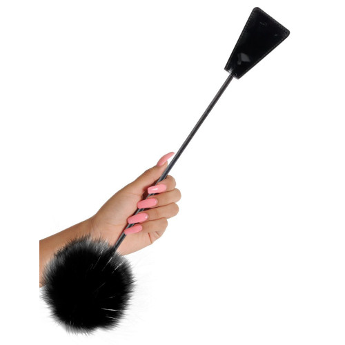 Черный стек Feather Crop с пуховкой на конце - 53,3 см. (черный)
