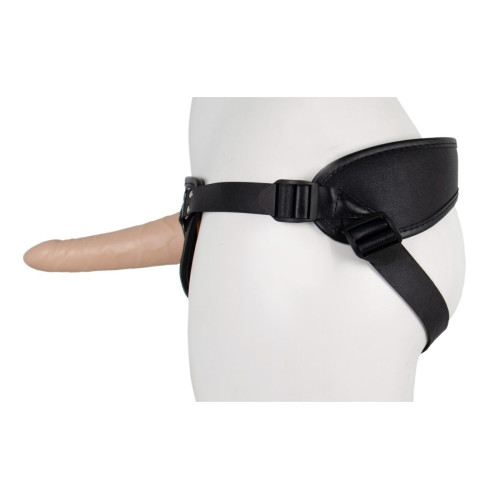 Пустотелый страпон Harness CLASSIC с бандажом - 15,5 см. (телесный с черным)
