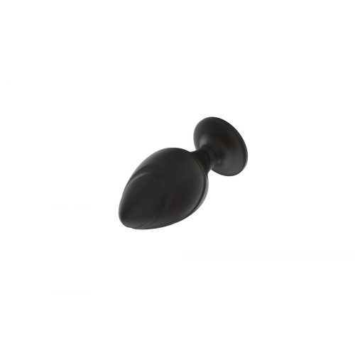 Черная малая силиконовая анальная пробка с ложбинками по диагонали (черный)