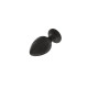 Черная малая силиконовая анальная пробка с ложбинками по диагонали (черный)
