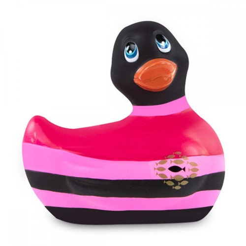 Вибратор-уточка I Rub My Duckie 2.0 Colors с черно-розовыми полосками (черный с розовым)