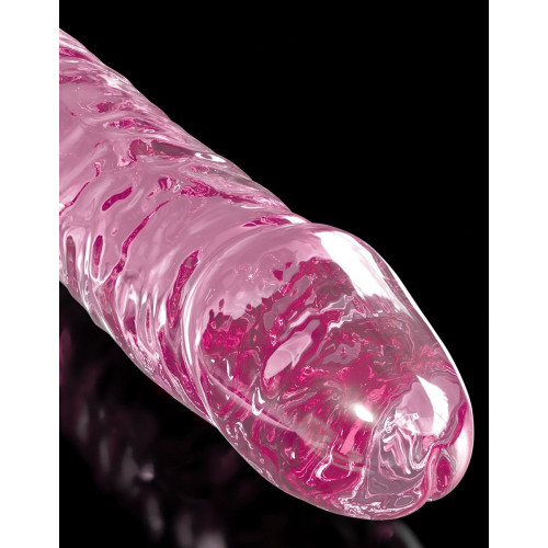 Розовый стеклянный фаллоимитатор Icicles №86 с силиконовой присоской - 17 см. (розовый)