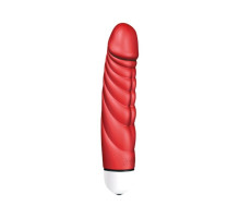 Красный вибратор с рёбрышками Mr. Big Intense - 18,4 см. (красный)
