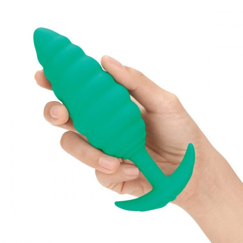 Зеленый ребристый анальный виброплаг Twist - 15,3 см. (зеленый)