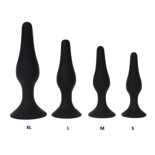 Черная силиконовая анальная пробка размера M - 11 см. (черный)