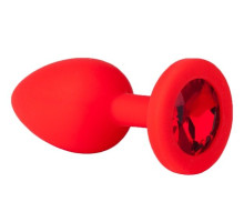 Красная анальная втулка с красным кристаллом - 7,3 см. (красный)