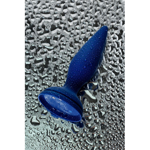 Синяя анальная вибровтулка OPlay Unico с пультом ДУ - 13,5 см. (синий)