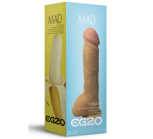 Большой реалистичный фаллоимитатор Mad Banana с мошонкой - 23,5 см. (телесный)
