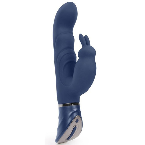 Темно-синий вибромассажер-кролик с 9 режимами вибрации - 24 см. (темно-синий)
