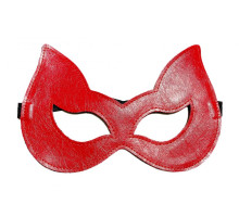 Двусторонняя красно-черная маска с ушками из эко-кожи (красный с черным)