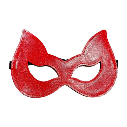 Двусторонняя красно-черная маска с ушками из эко-кожи (красный с черным)