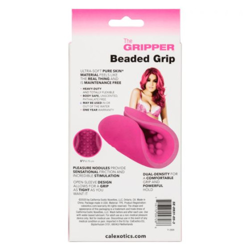 Розовый рельефный мастурбатор Beaded Grip (розовый)