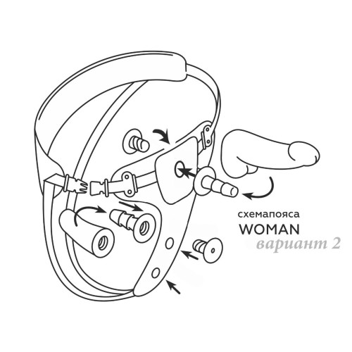 Вибрострапон Woman Midi с вагинальной пробкой - 22 см. (телесный с черным)