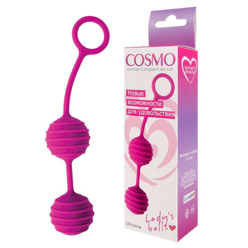 Ярко-розовые вагинальные шарики с ребрышками Cosmo (ярко-розовый)