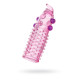 Гелевая розовая насадка с шариками, шипами и усиком - 11 см. (розовый)