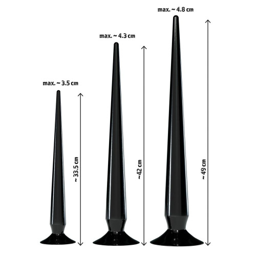 Набор из 3 длинных анальных пробок Super Long Flexible Butt Plug Set (черный)