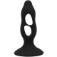 Чёрная анальная пробка с полостями для сжатия и легкого введения - 11 см. (черный)