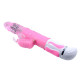 Розовый вибратор с вращением бусин и клиторальной бабочкой - 30 см. (розовый)