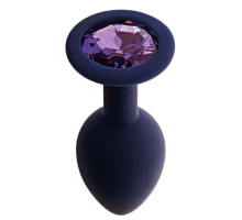 Черничная анальная пробка с фиолетовым кристаллом Gamma S - 7,2 см. (фиолетовый)