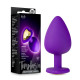 Фиолетовая анальная пробка Bling Plug Large с золотистым стразом - 9,5 см. (фиолетовый)