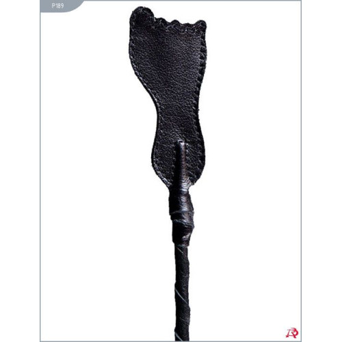Витой короткий стек с кожаным наконечником в форме ступни - 70 см. (черный)