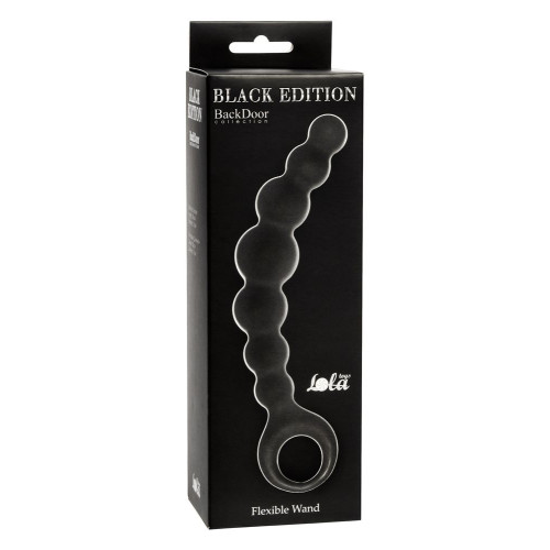 Чёрная упругая анальная цепочка Flexible Wand - 18 см. (черный)