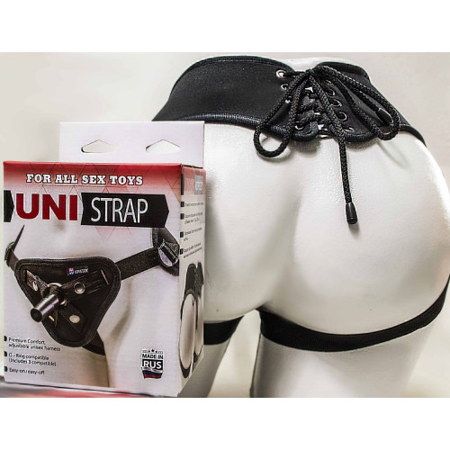 Универсальные трусики Harness UNI strap с корсетом (черный)