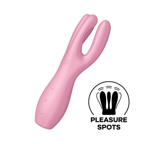 Розовый клиторальный вибромассажер Threesome 3 (розовый)