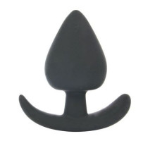 Черная каплевидная анальная силиконовая пробка с ограничителем - 8 см. (черный)