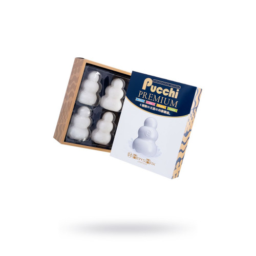 Набор из 4 мастурбаторов MensMax Pucchi Premium (белый)