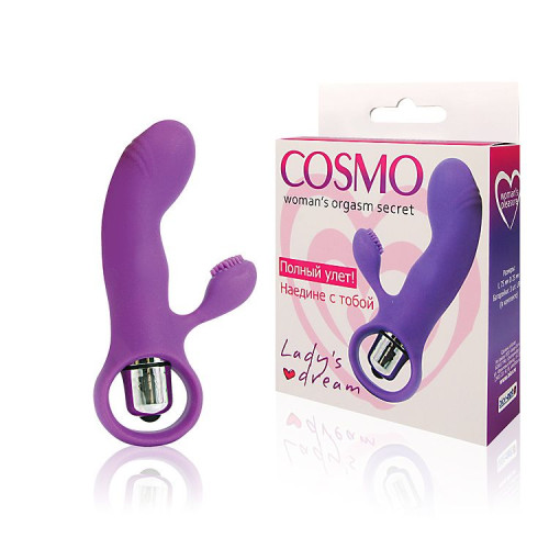 Фиолетовый вибромассажер COSMO с покрытым усиками клиторальным стимулятором (фиолетовый)